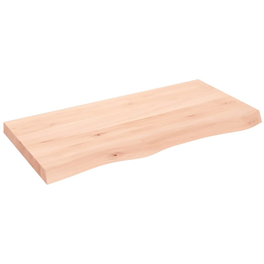 vidaXL 100 x 50 x 6cm Untreated Solid Wood Oak Wall Shelf Image 1