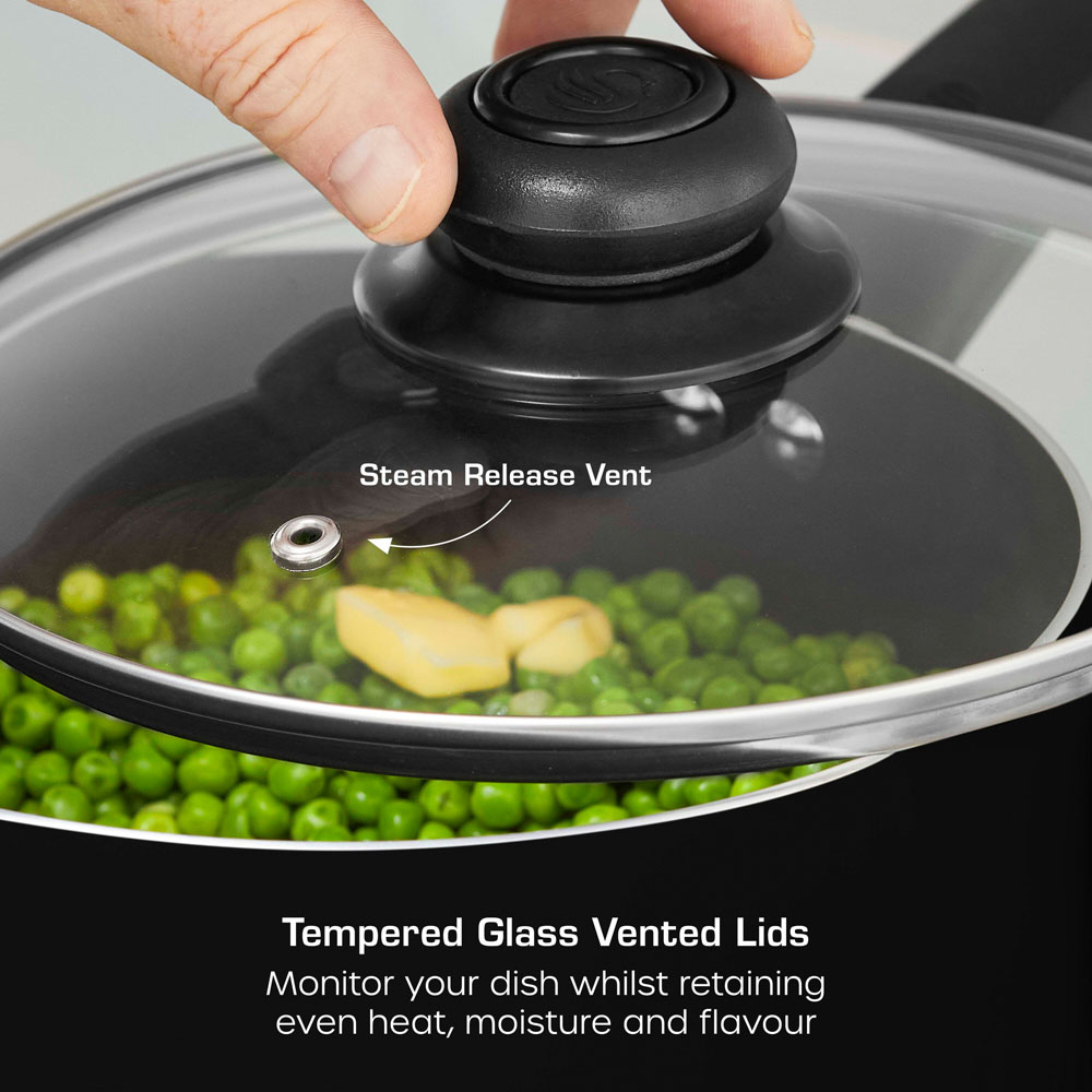 Swan Townhouse 3 Piece Black Saucepan Set Image 5