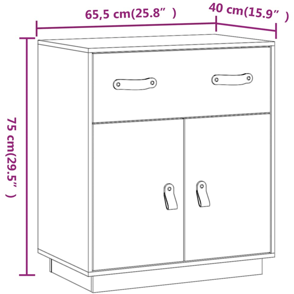 vidaXL 2 Door Single Drawer Natural Sideboard Image 9