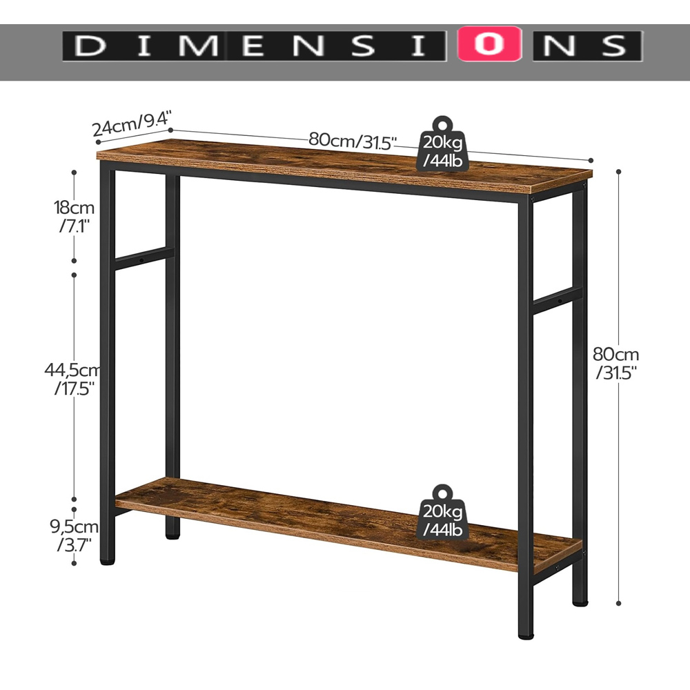 Modcraft Single Adjustable Shelf Slim Industrial Console Table Image 4
