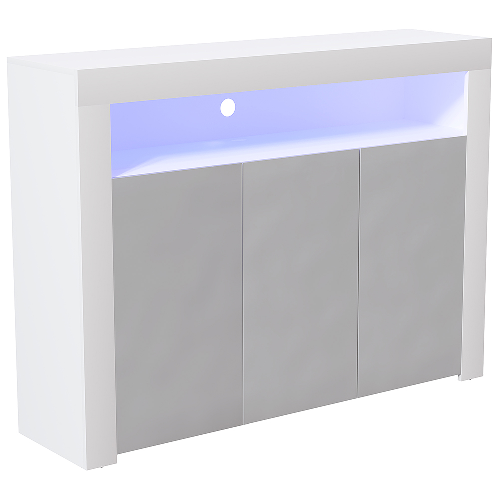 Vida Designs Nova 3 Door White and Grey LED Sideboard Image 2