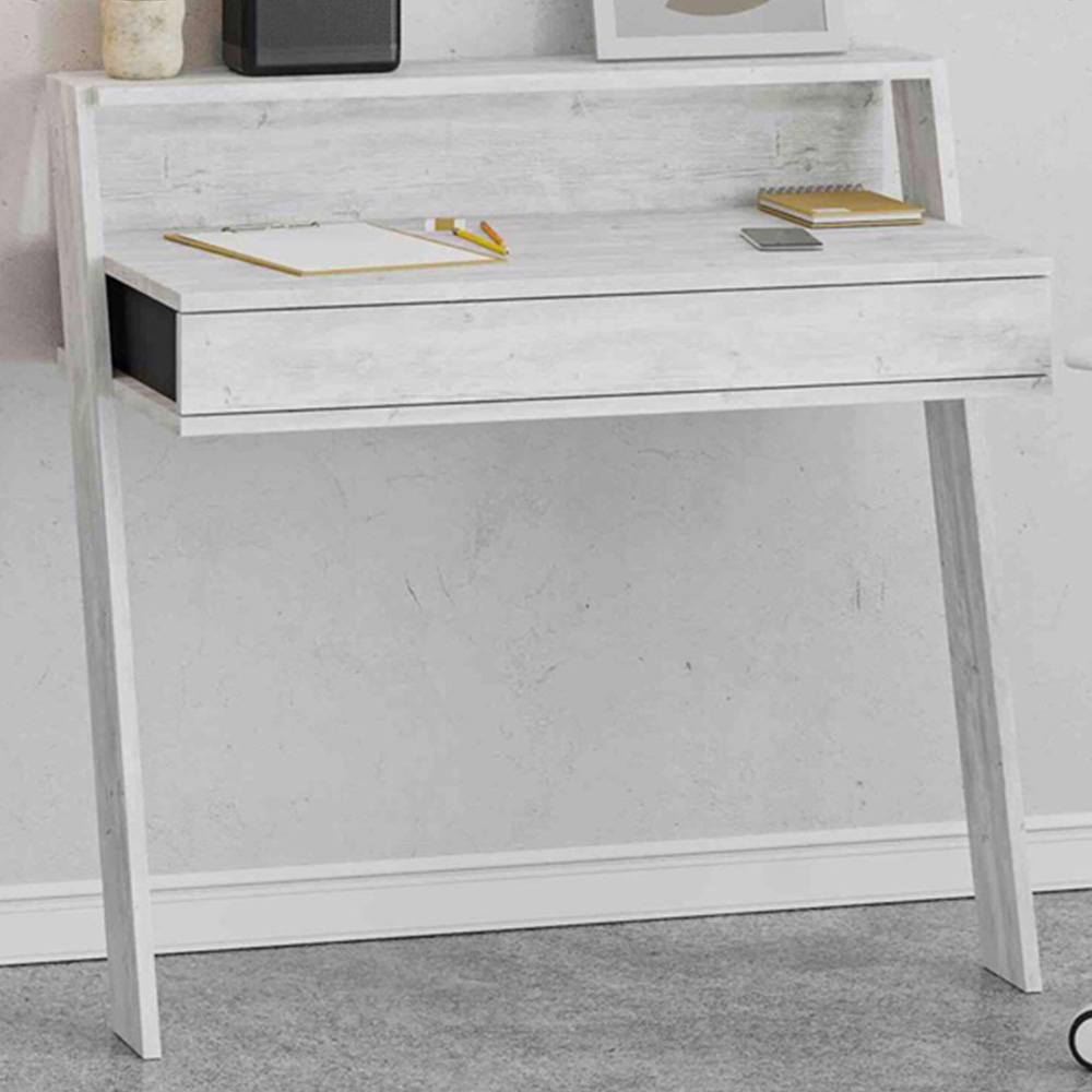 FWStyle Cowork Single Drawer Single Shelf Ancient White Wall Mounted Desk Image 1