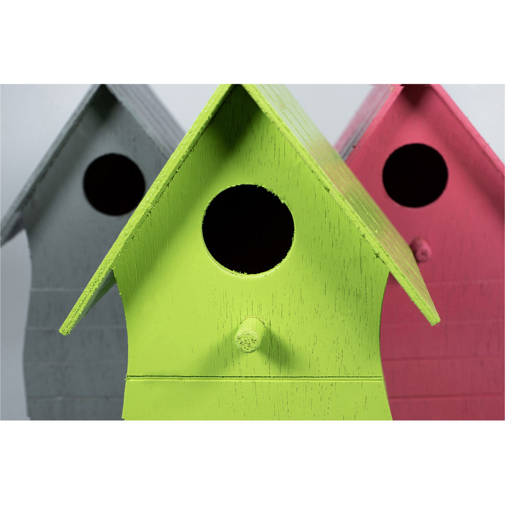 St Helens Multicolour Wooden Bird House Set of 3 Image 3