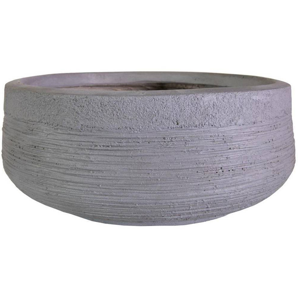 wilko Ribbed Stone Grey Light Concrete Outdoor Bowl Planter Pot 12cm Image 1