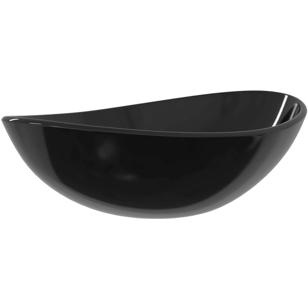 vidaXL Black Tempered Glass Wash Basin 155 x 545 x 350mm Image 1