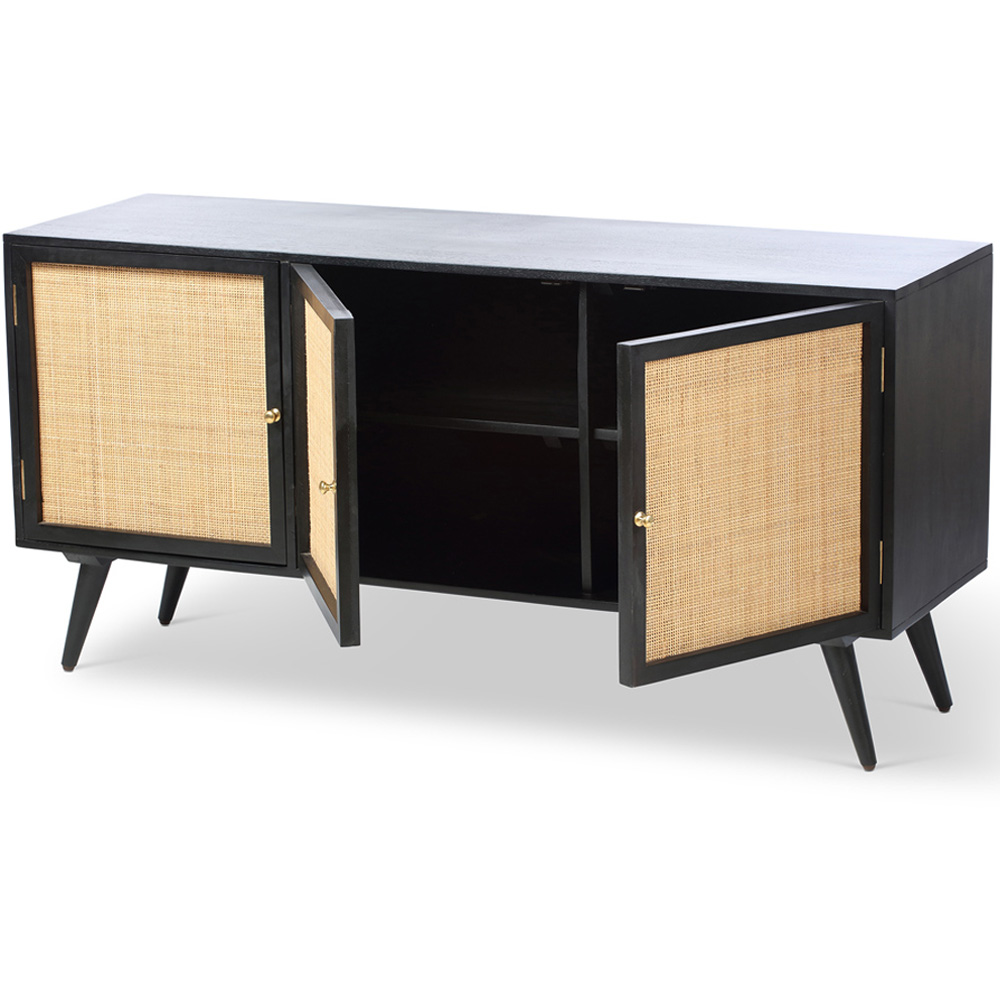 Desser Manhattan 3 Door Black Rattan and Mango Wood Sideboard Image 2