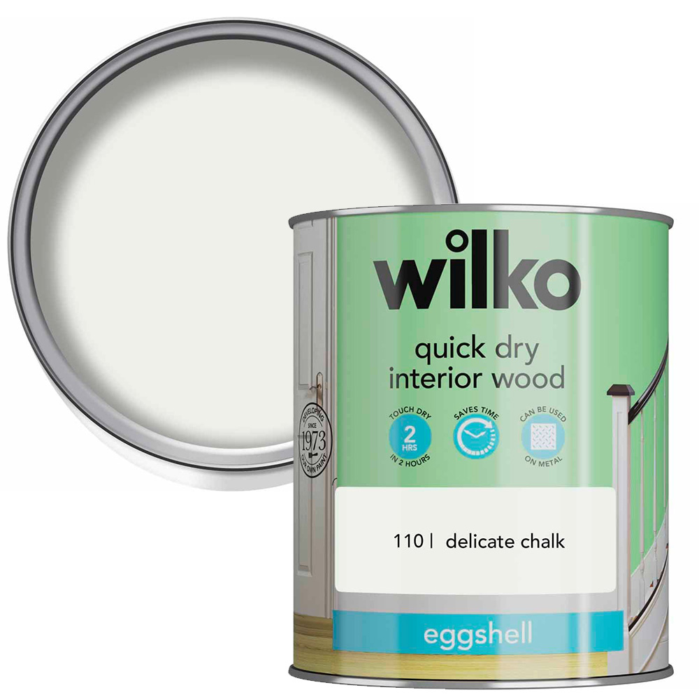 Wilko Quick Dry Interior Wood Delicate Chalk Eggshell Paint 750ml Image 1