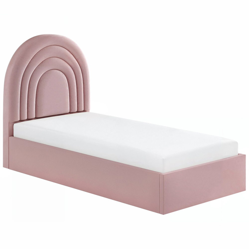 Flair Ava Single Pink Velvet Ottoman Bed Image 2