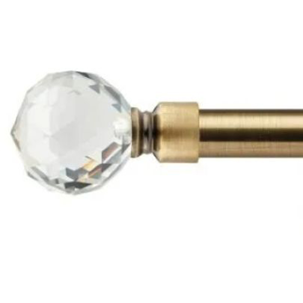 New Edge Blinds Cristalla 160-300cm Extendable Brass Eyelet Metal Curtain Pole Set Image 1