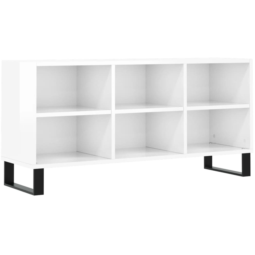 vidaXL 6 Shelf High Gloss White TV Cabinet Image 2