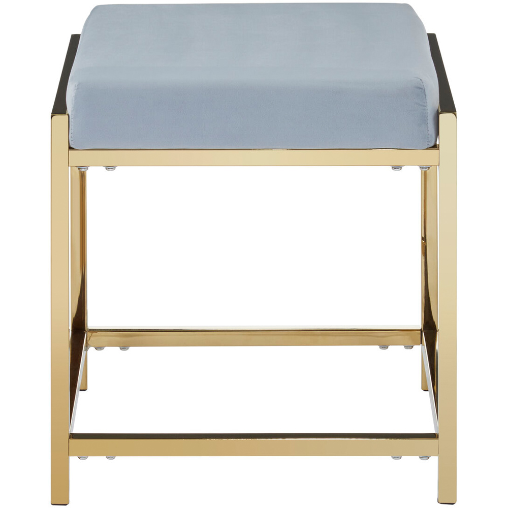 Premier Housewares Allure Powder Blue Velvet and Gold Stool Image 4