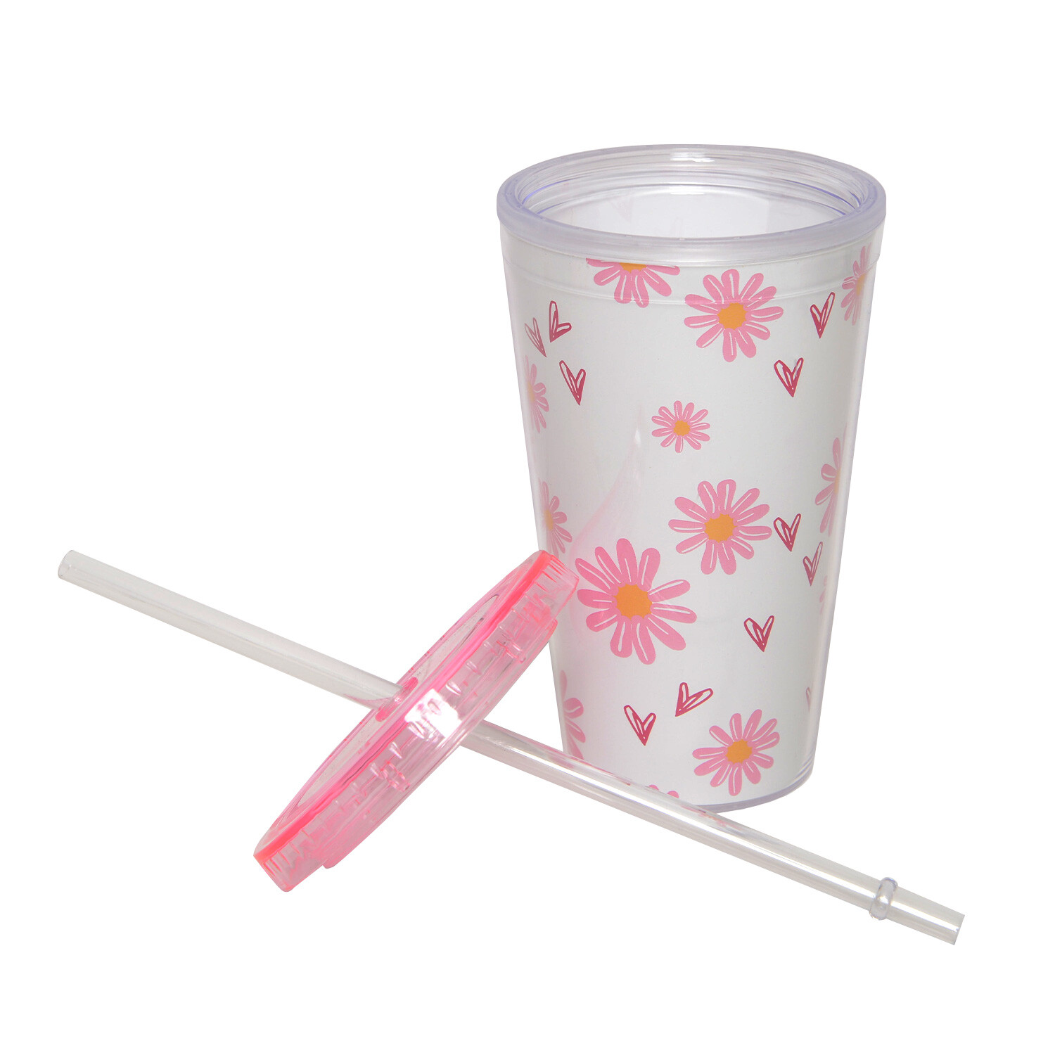 Daisy Daze Tumbler with Straw - Pink Image 2