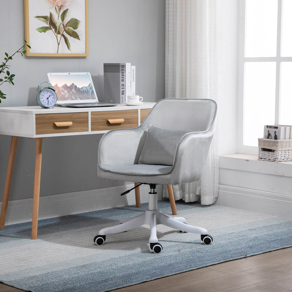 Portland Grey Velvet Massage Office Chair Image 6