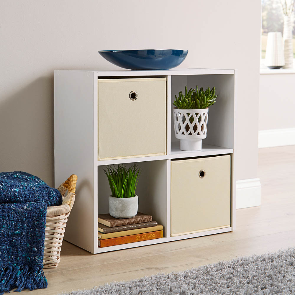 Home Source 4 Cube White Storage Unit Image 5