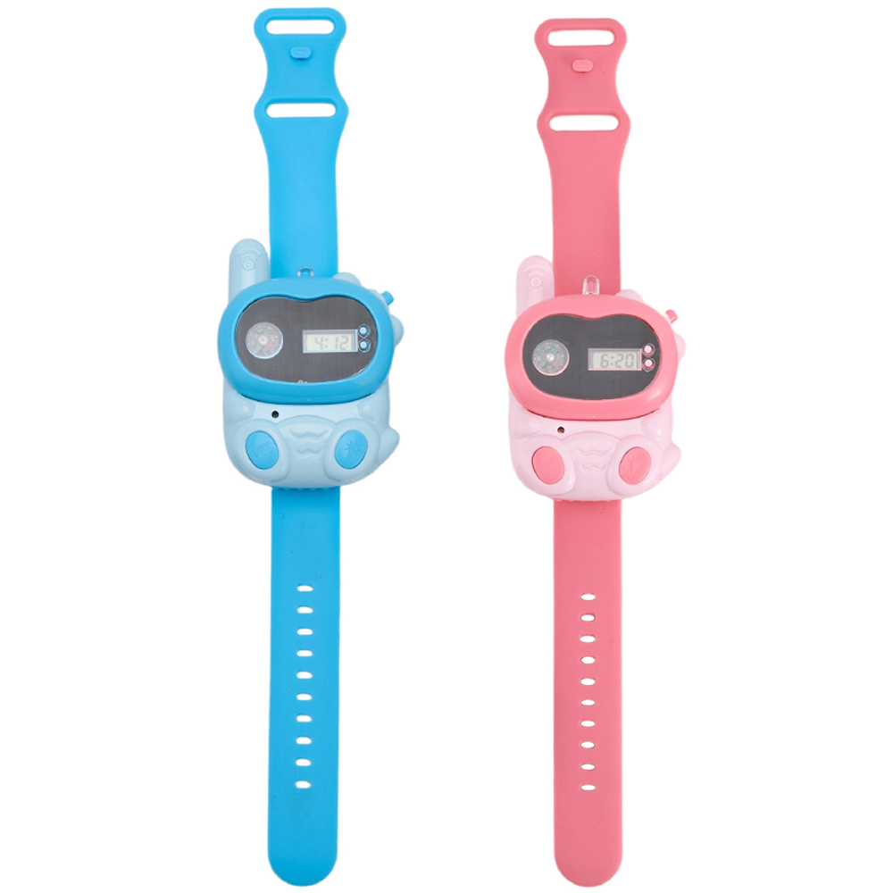 H&O Direct Kids Blue and Pink 500m Range Wearable Mini Walkie Talkie Watch 2 Pack Image 1