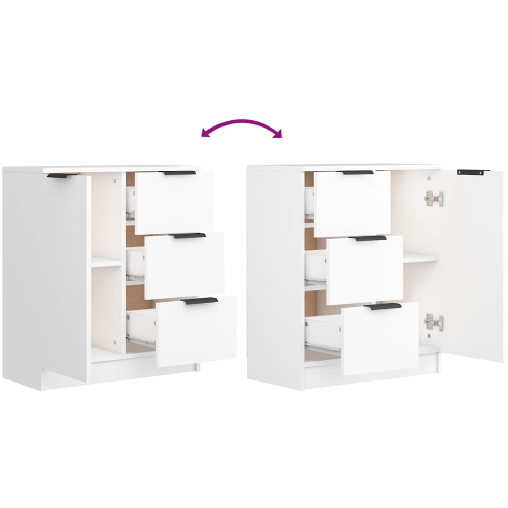 vidaXL Single Door 3 Drawer White Sideboard Image 6
