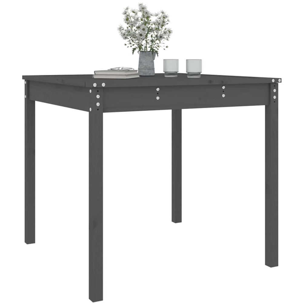 vidaXL 2 Seater Solid Pine Wood Garden Dining Table Grey Image 3