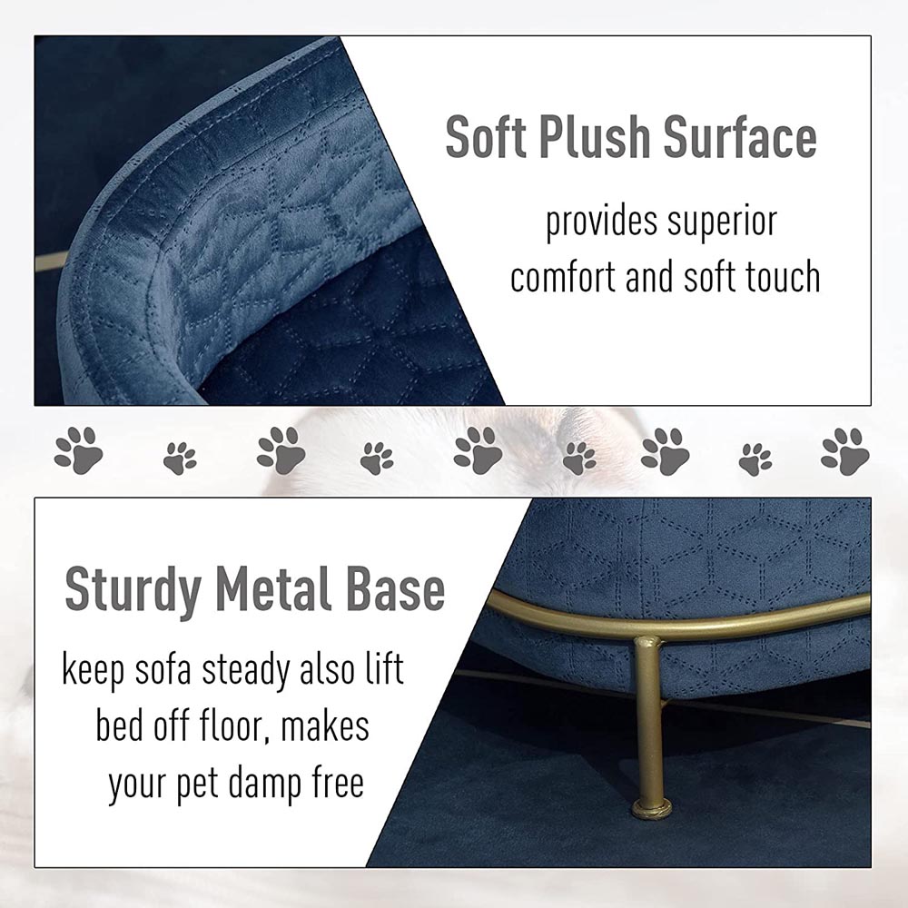 PawHut Pet Sofa Dog Bed Couch Blue Image 7