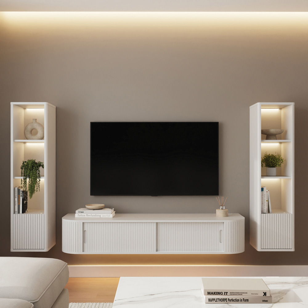GFW Mateo White 3 Piece Living Room Furniture Set Image 1