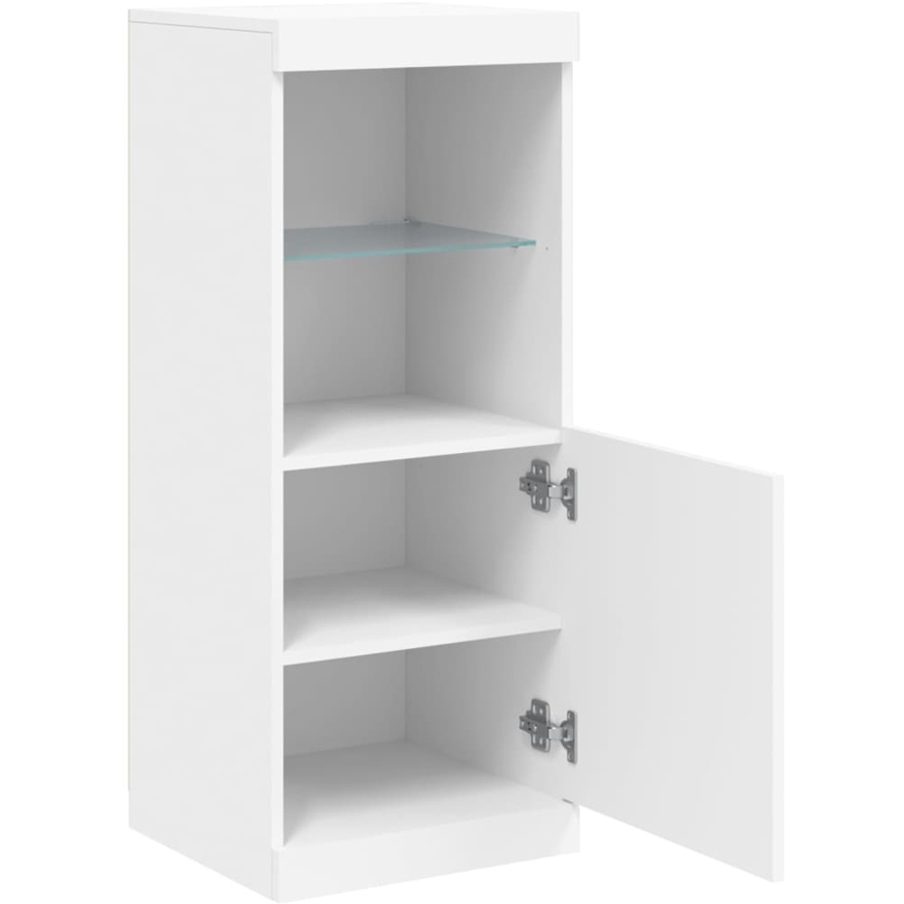 vidaXL Single Door 2 Shelf White LED Sideboard Image 7