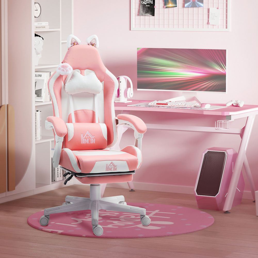 Portland Pink Reclining Gaming Chair with Footrest Image 3