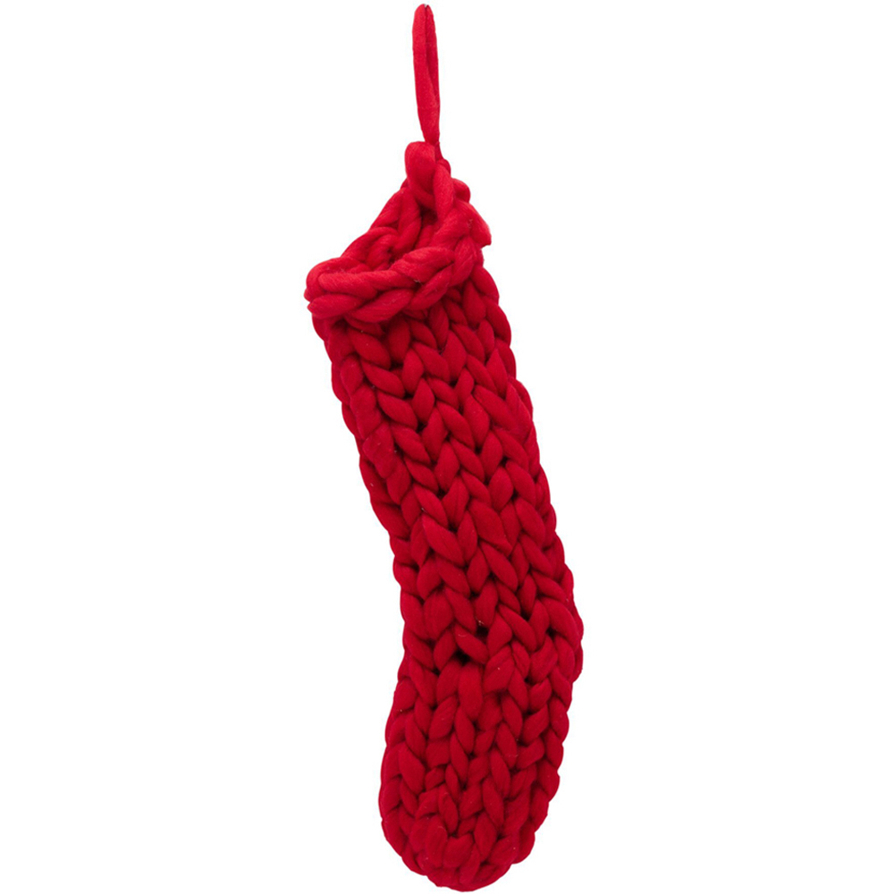 The Seasonal Gift Co. Snowflakes Red Knitted Stocking Image 3