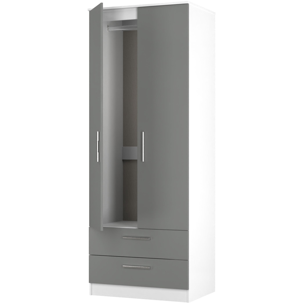 Crowndale Contrast 2 Door 2 Drawer Dusk Grey and White Tall Wardrobe Ready Assembled Image 5