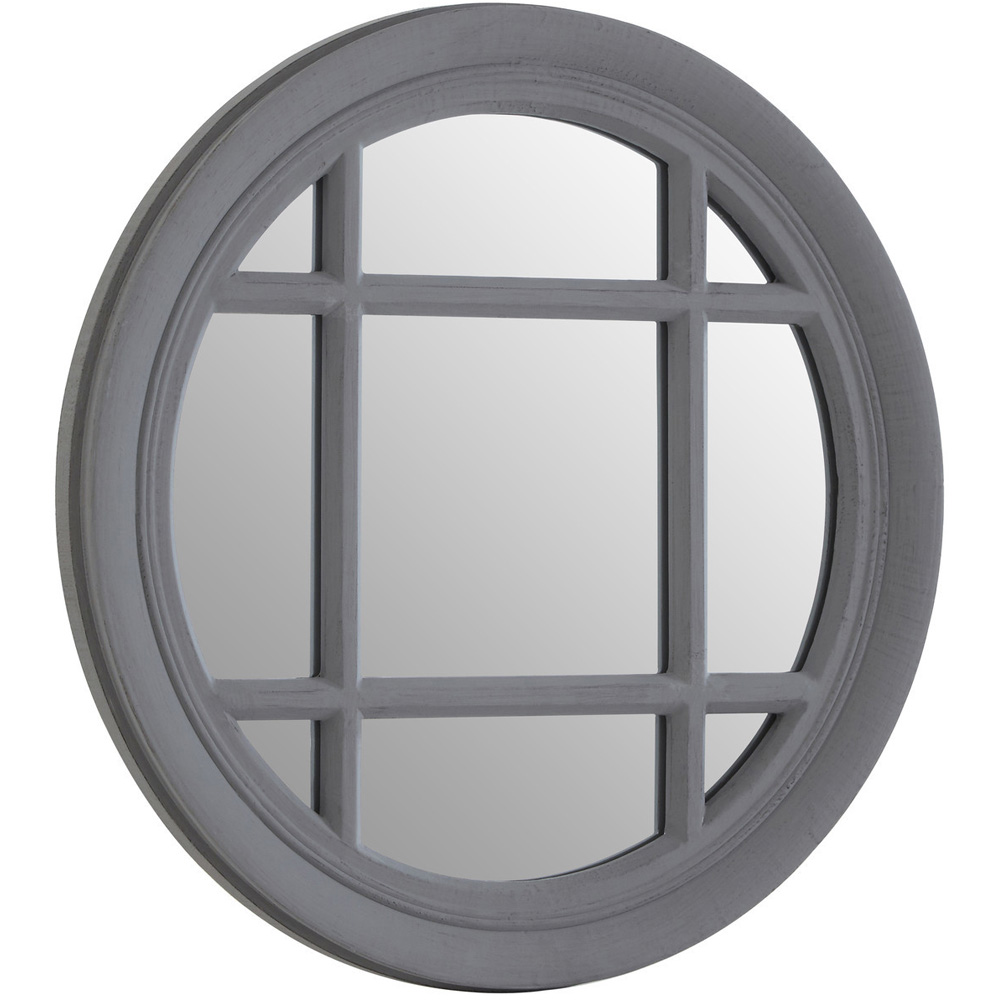 Premier Housewares Flat Wood Round Grey Wall Mirror 50 x 50cm Image 2