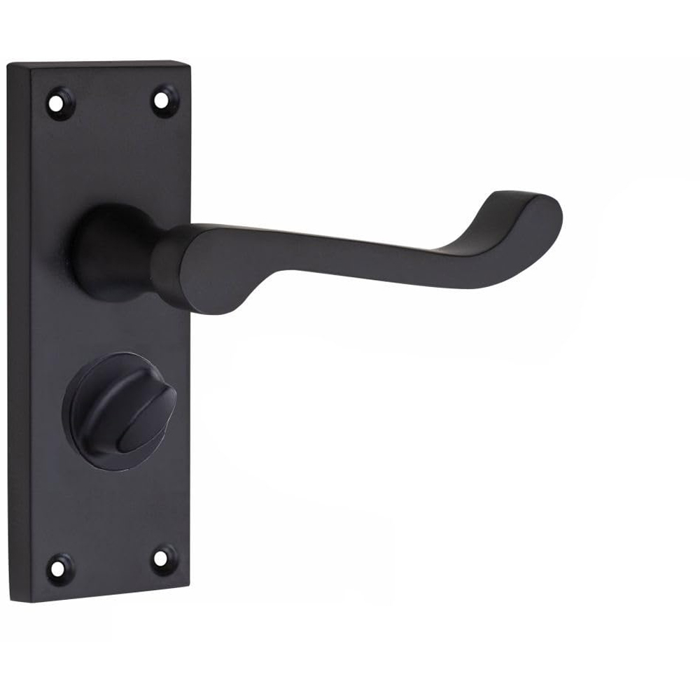 Golden Grace Matt Black Victorian Scroll Privacy Handle Door Handle Set 120 x 40mm Image 3