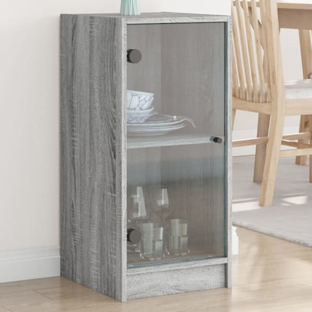 vidaXL 4 Shelf Smoked Oak Wooden TV Cabinet Image 1