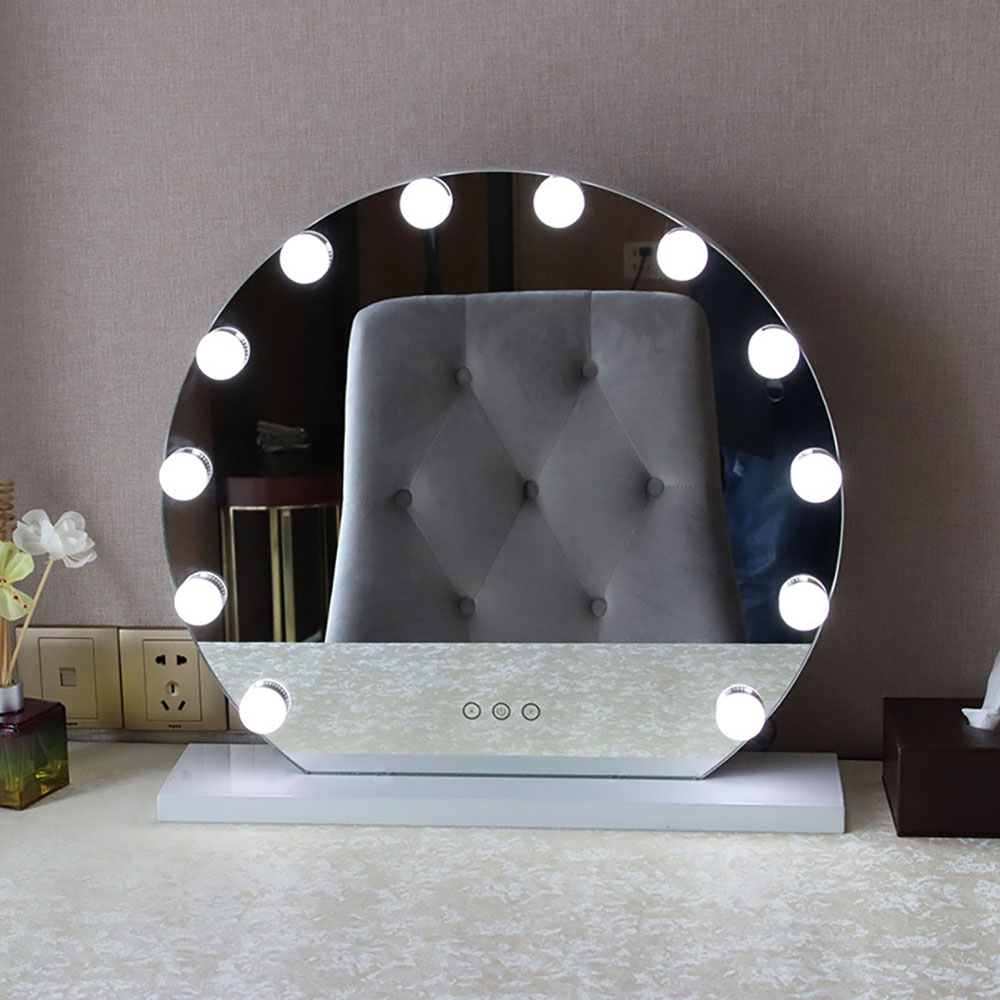 Living and Home LED Lighted White Makeup Vanity Mirror with Smart Sensor Screen Image 2