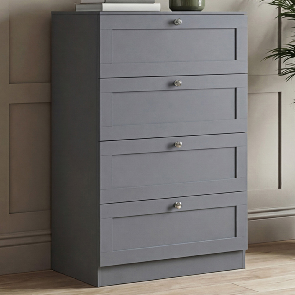 VIDA DESIGNS Altino 4 Drawer Grey Shaker-Style Chest of Drawers Image 1