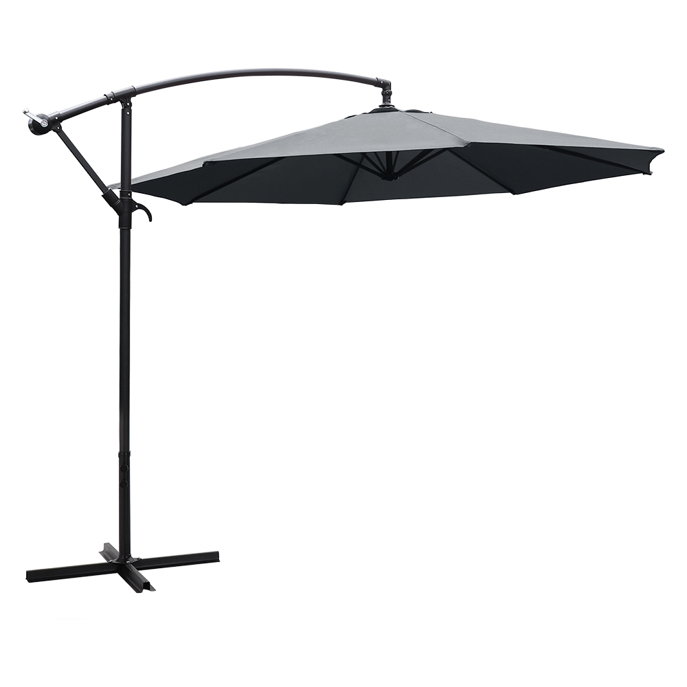 Living and Home Dark Grey Cantilever Parasol with Cross Base 3m Image 1