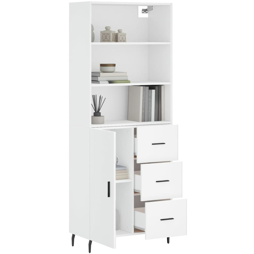 vidaXL Single Door 3 Drawer 3 Open Shelf White Highboard Image 3