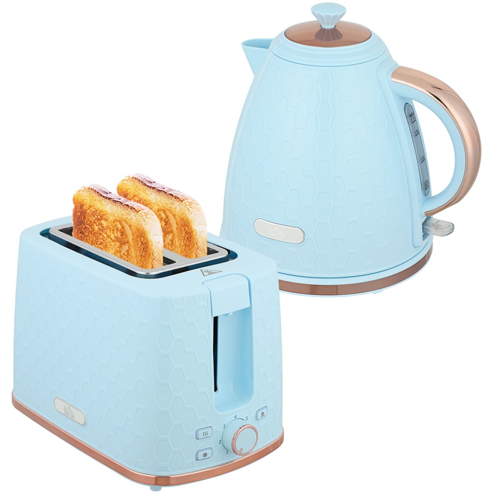 HOMCOM 800-181V70LB Light Blue 1.7L Kettle and 2 Slice Toaster Set Image 1