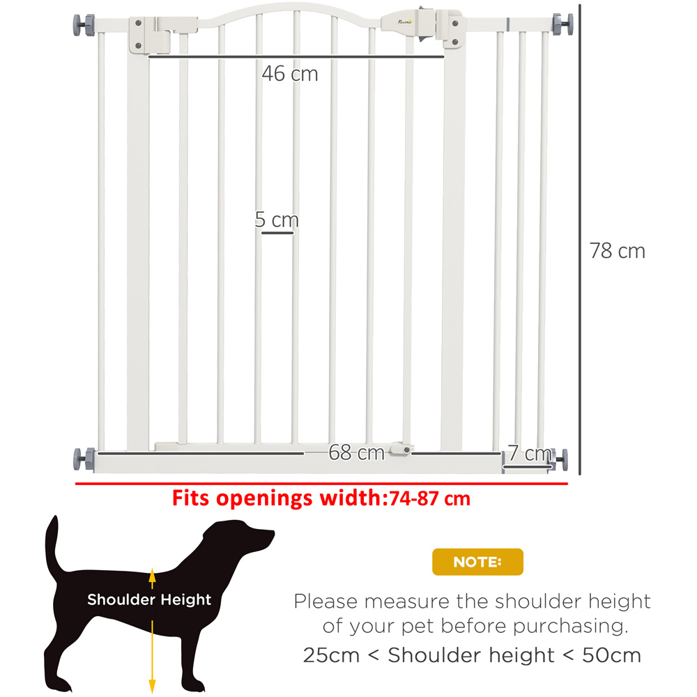PawHut White 74-87cm Adjustable Metal Pet Safety Gate Image 8