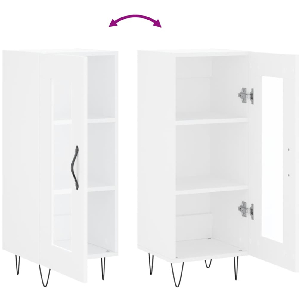 vidaXL Single Glass Door White Slim Sideboard Image 9