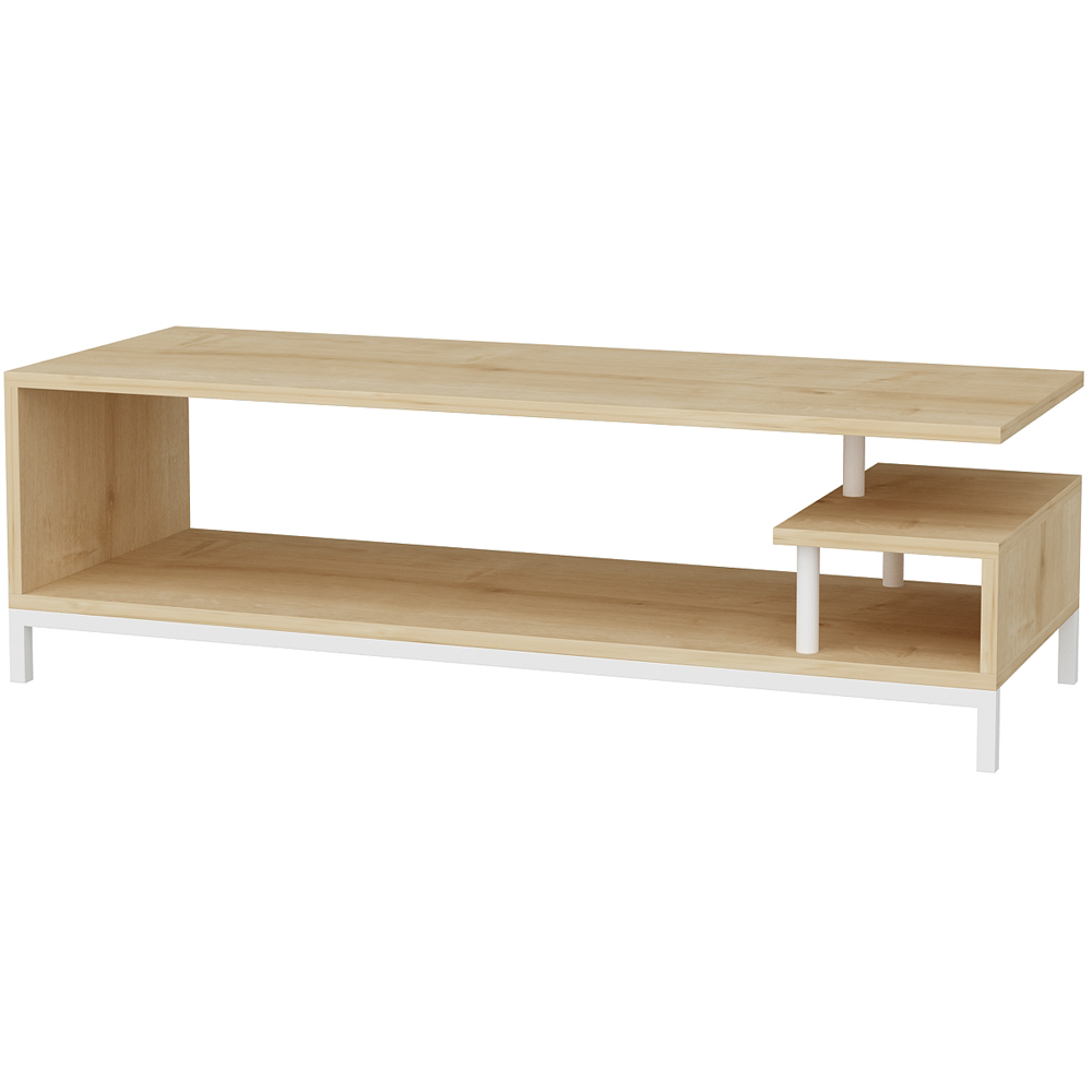 Decorotika Reilly 2 Shelf White and Sapphire Oak TV Unit Image 2