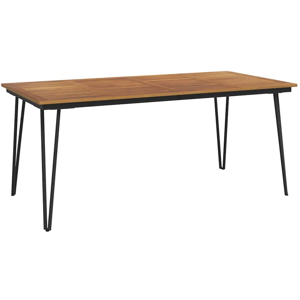 vidaXL Brown and Black Solid Wood Acacia Garden Table with Hairpin Legs 180cm Image 2