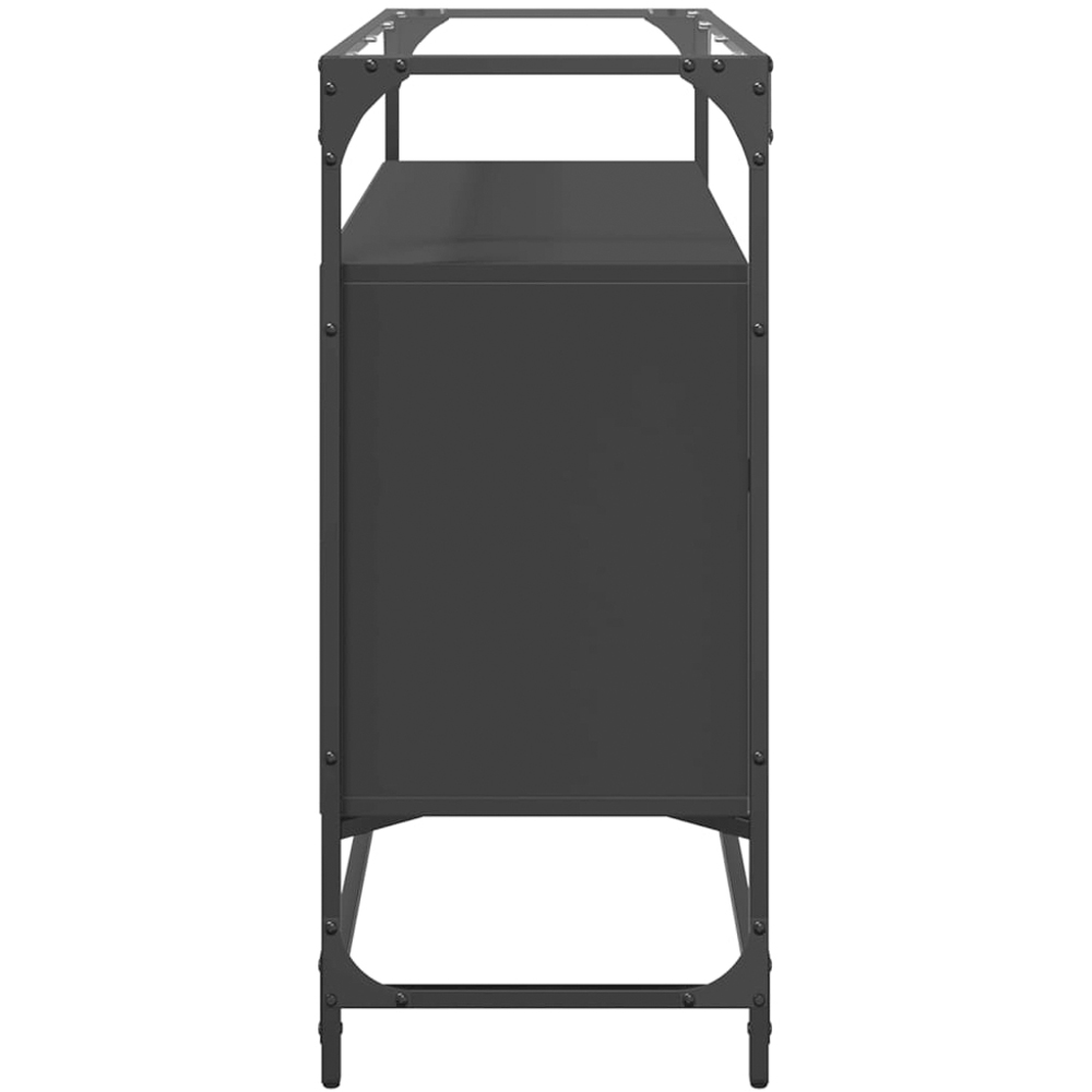 vidaXL 2 Door 3 Shelf Black Glass Top Oak Sideboard Image 5