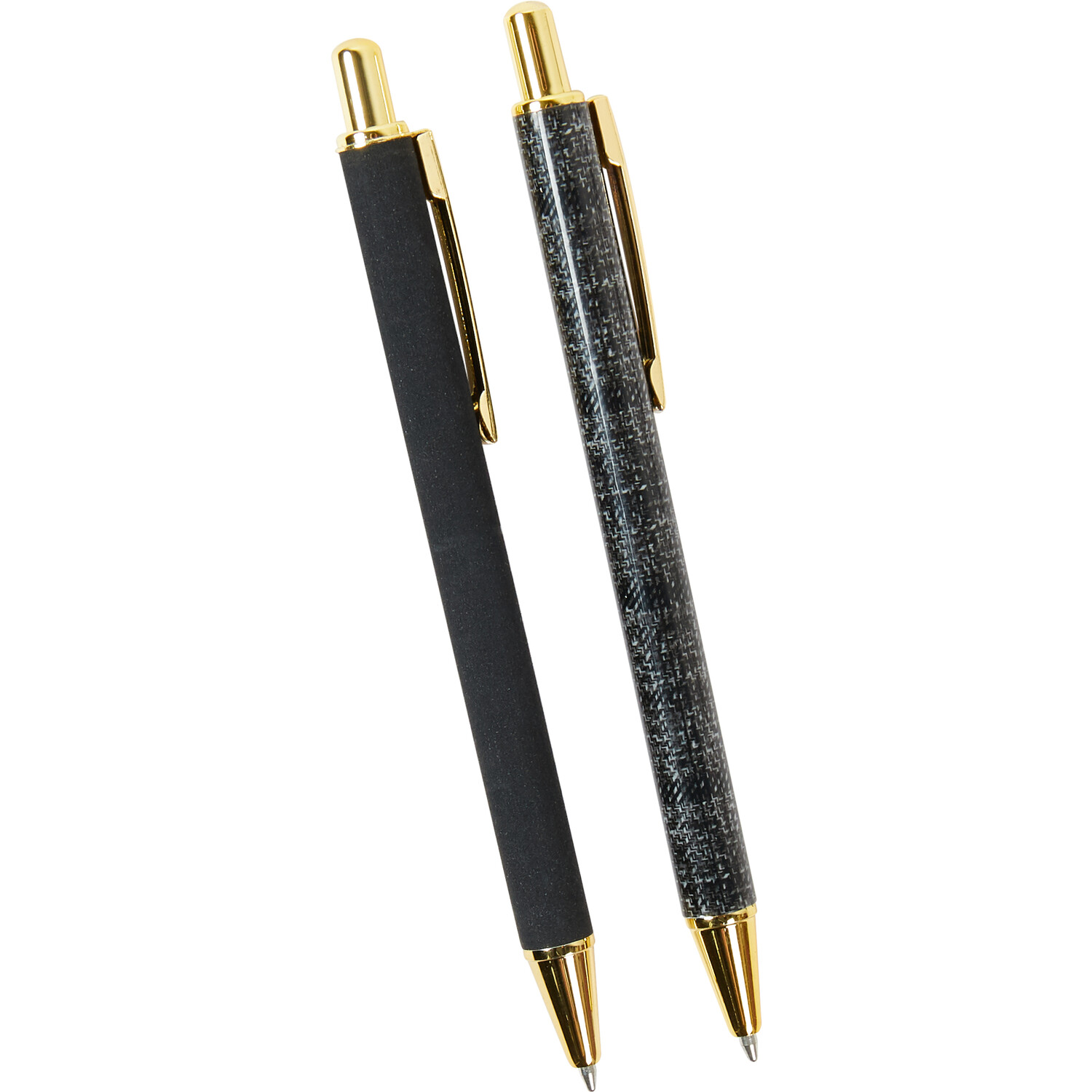 Set of 2 Grey Tartan Pens - Grey and Black Image 3