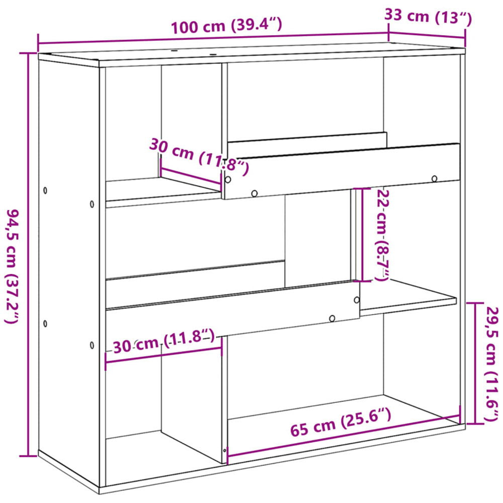 vidaXL 6 Shelf Old Wood Bookcase Image 9