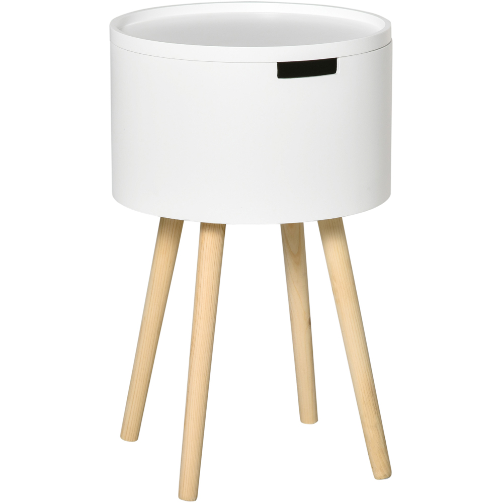 Portland Modern White Side Table with Hidden Storage Image 2