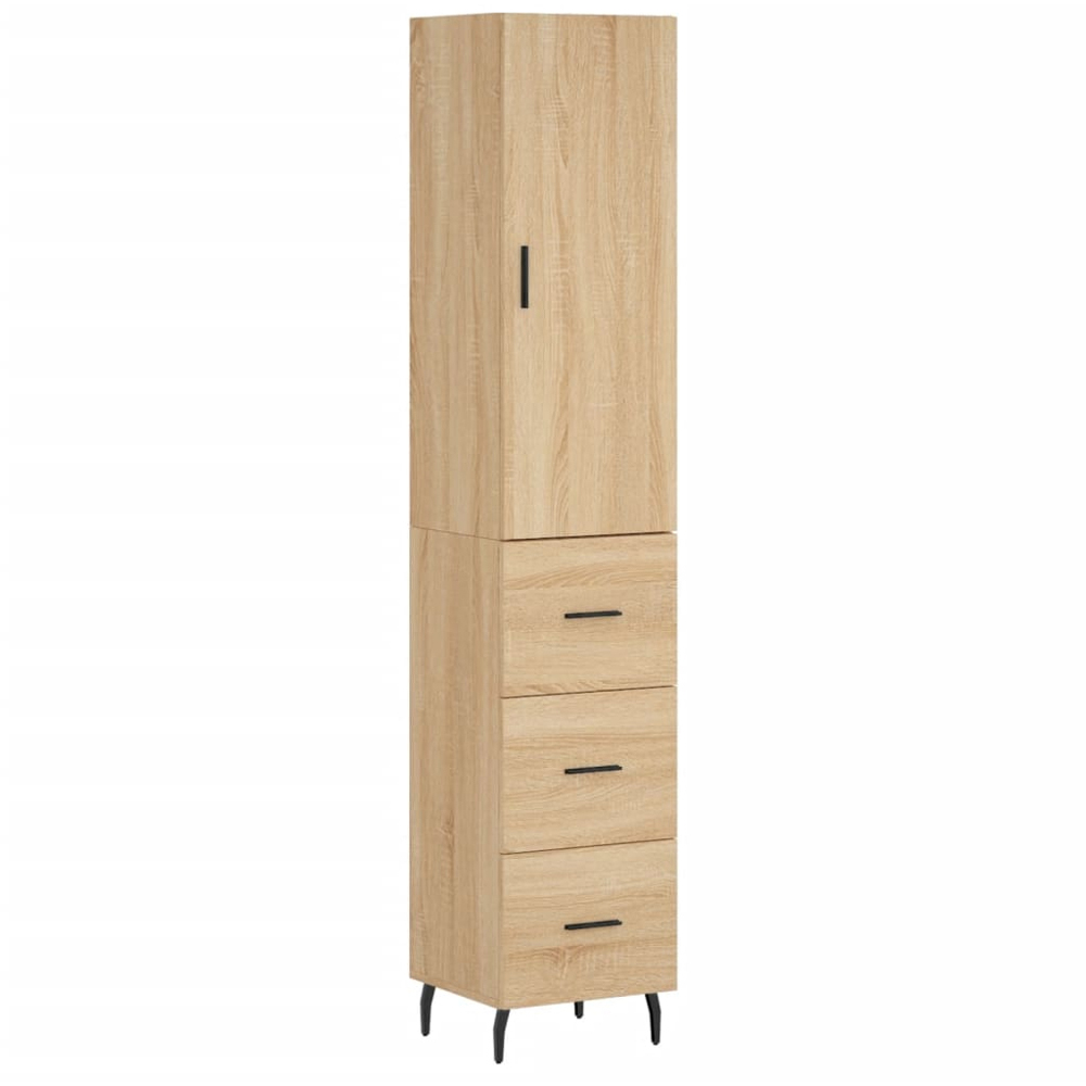 vidaXL Single Door 3 Drawer Sonoma Oak Highboard Image 2