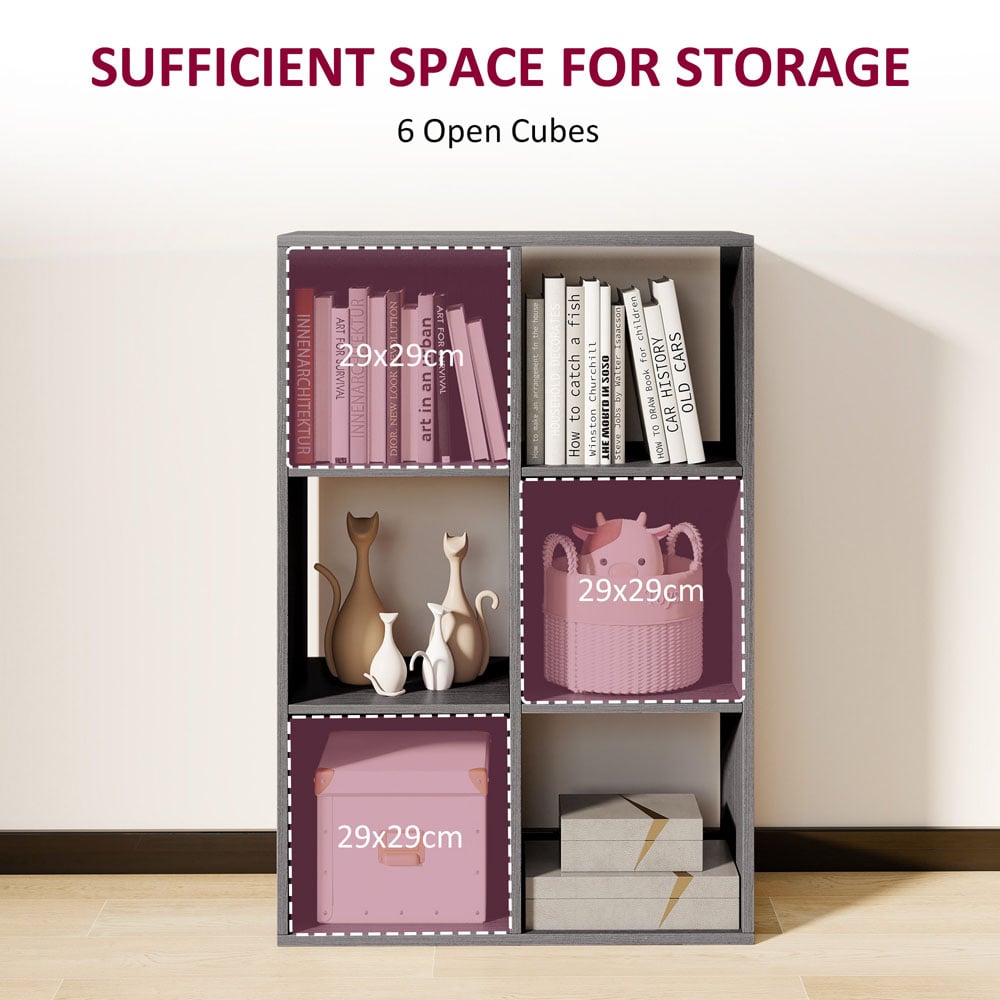 HOMCOM 6 Cube Grey Bookshelf Image 7