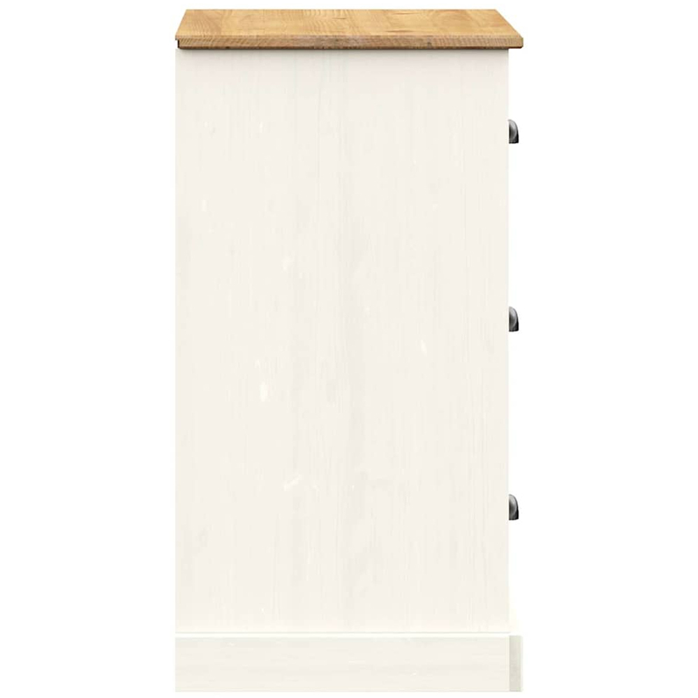 vidaXL Single Door 3 Drawer White Solid Pine Wood Sideboard Image 6