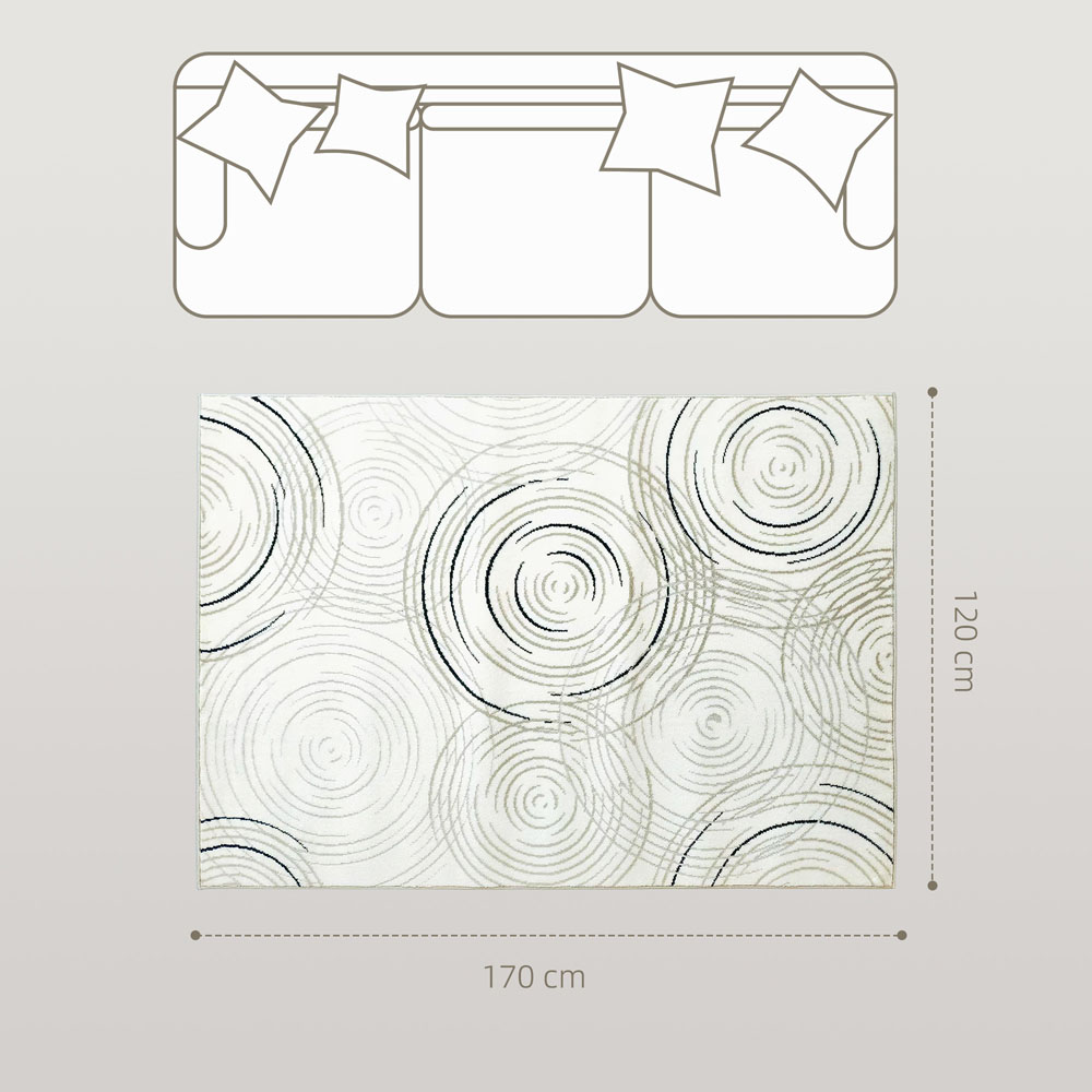 HOMCOM Cream Swirl Pattern Allergy Friendly Rug 170 x 120cm Image 9