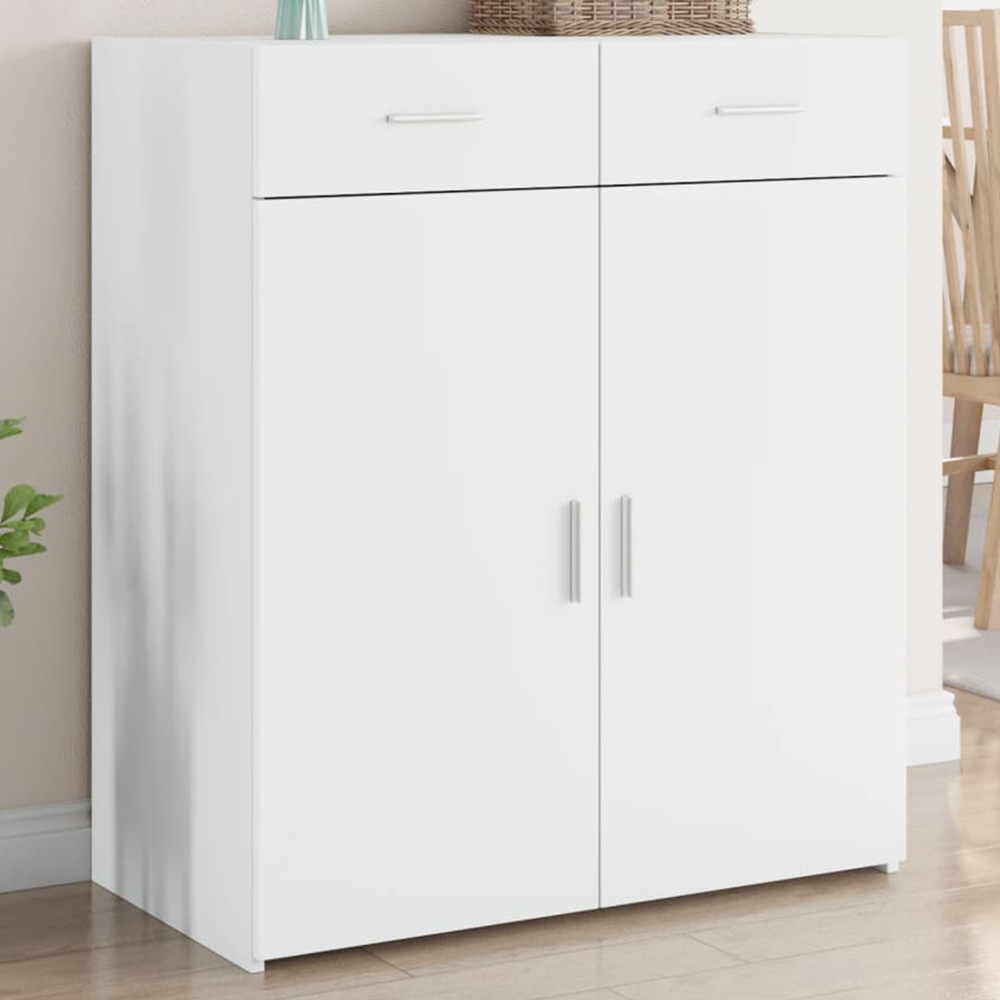 vidaXL 2 Door 2 Drawer White Sideboard Image 1