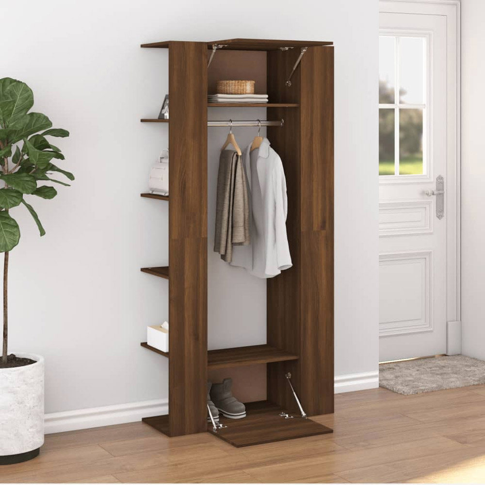 vidaXL Single Door 2 Shelf Brown Hallway Cabinet Image 3