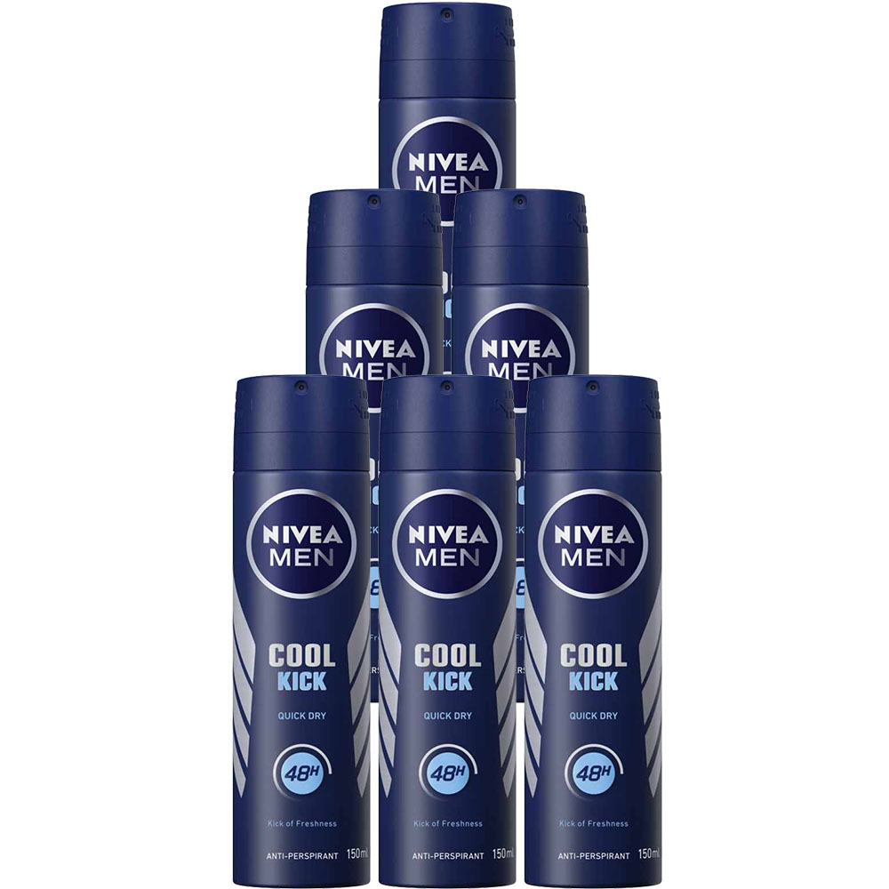 Nivea Men Cool Kick Anti Perspirant Deodorant Case of 6 x 150ml Image 1